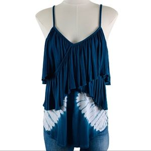 Chaser Tie Dye Tiered Tank Top Sz M